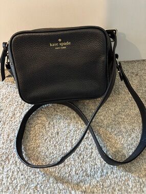 Kate Spade Black Pebbled Leather Camera Crossbody